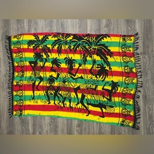 Rasta Sarong ruffle end beach throw swim suit banner flag wall decor Jamaica
